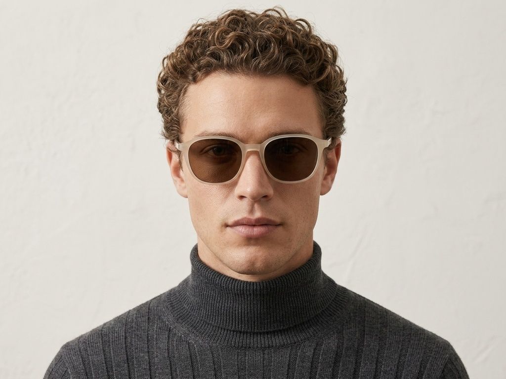 Rectangular Cream TR90 Sunglasses #BS0824-0256
