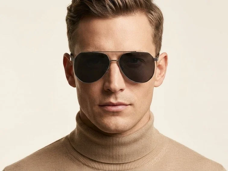 Occhiali da sole modello aviatore in metallo grigio #BS0824-0262