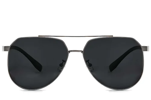 Lunettes de soleil aviateur en métal gris #BS0824-0262