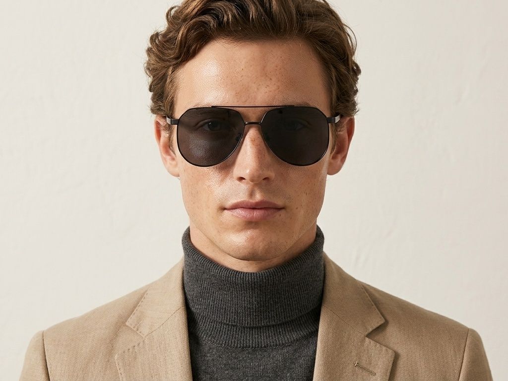 Aviator Black Metal Sunglasses #BS0824-0263