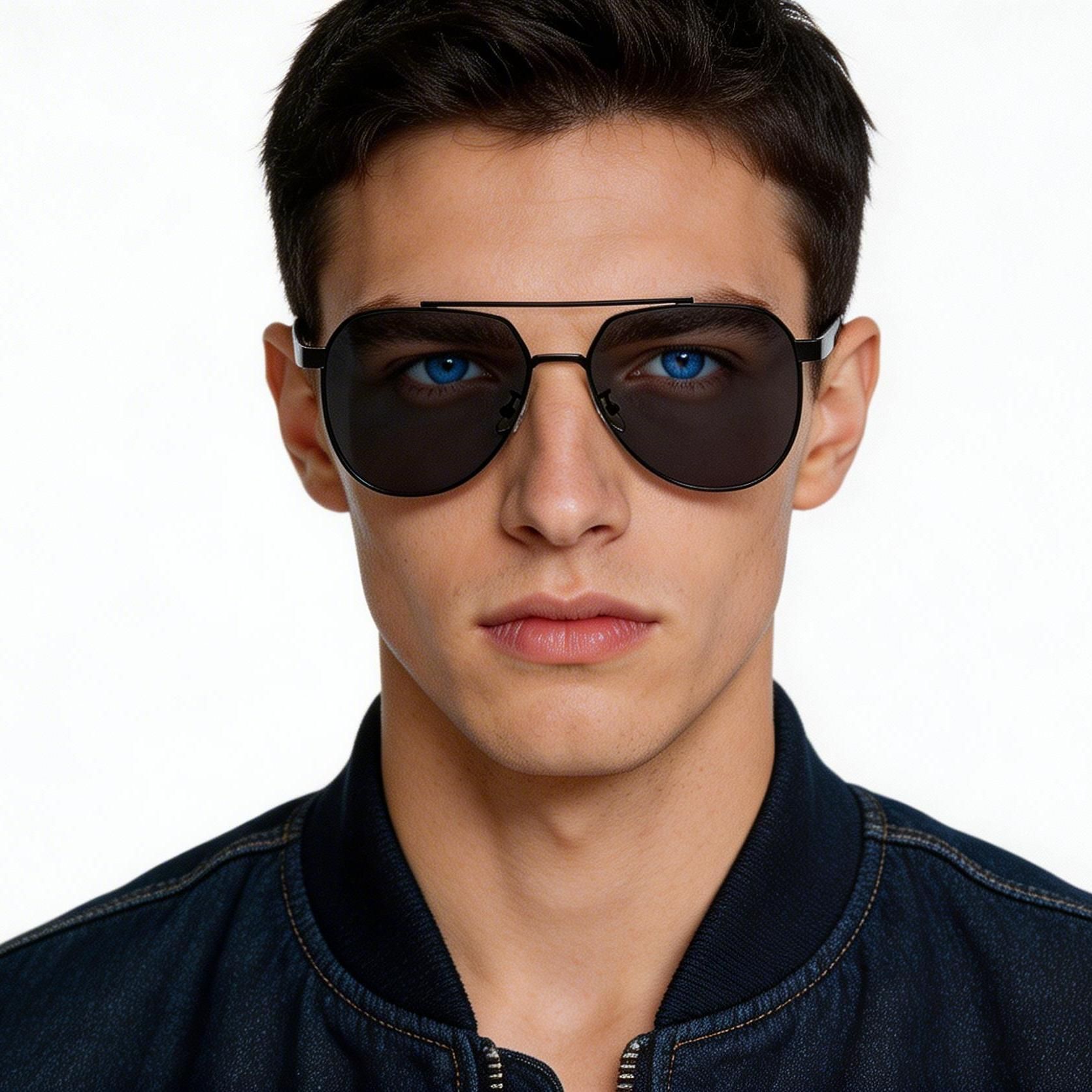 Aviator Black Metal Sunglasses #BS0824-0263