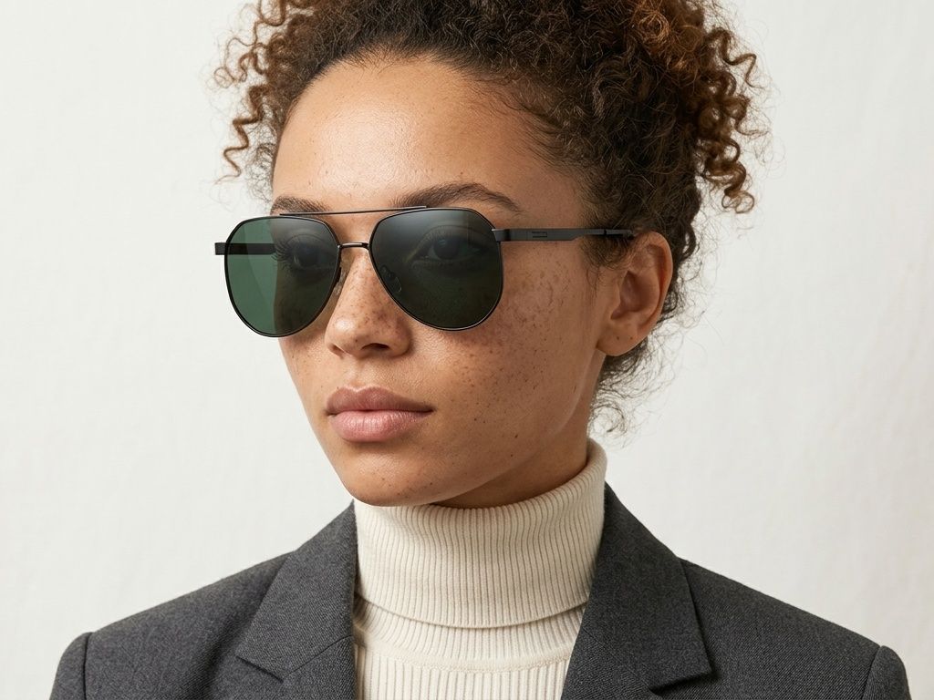 Occhiali da sole Aviator in metallo nero #BS0824-0264