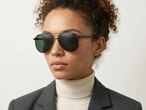 Lunettes de soleil aviateur en métal noir #BS0824-0264
