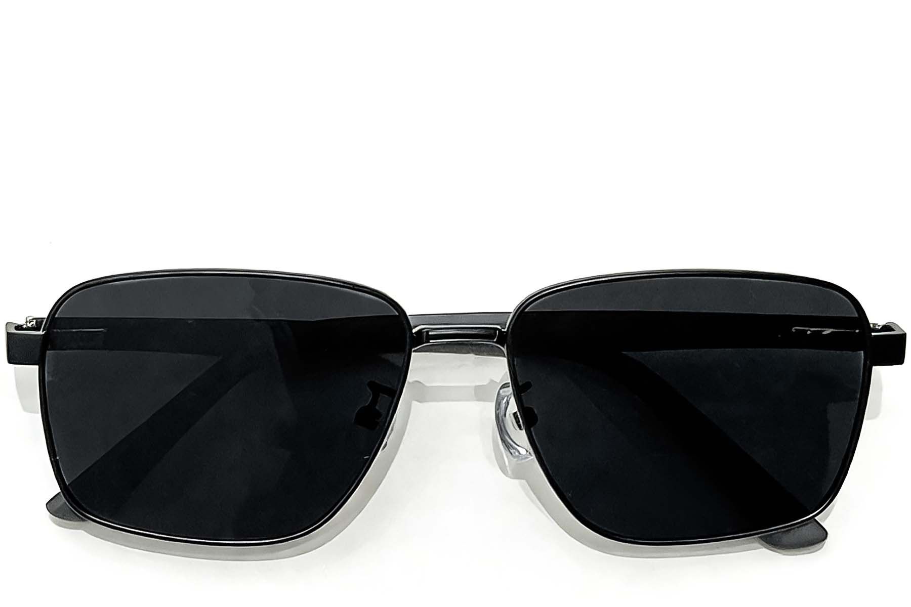 Gafas de sol rectangulares de metal negro #BS0824-0268