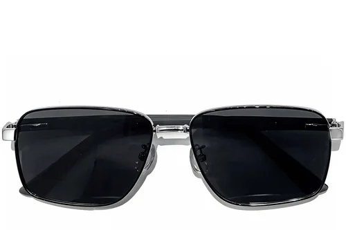 Lunettes de soleil rectangulaires en métal noir #BS0824-0270