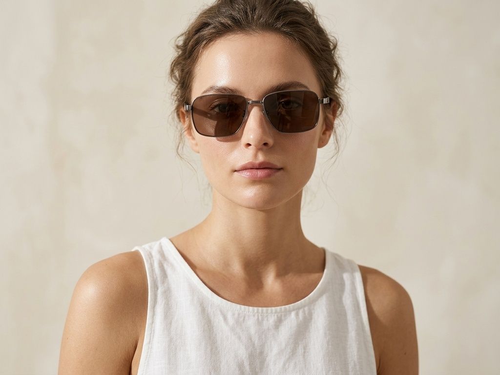 Rectangular Grey Metal Sunglasses #BS0824-0271