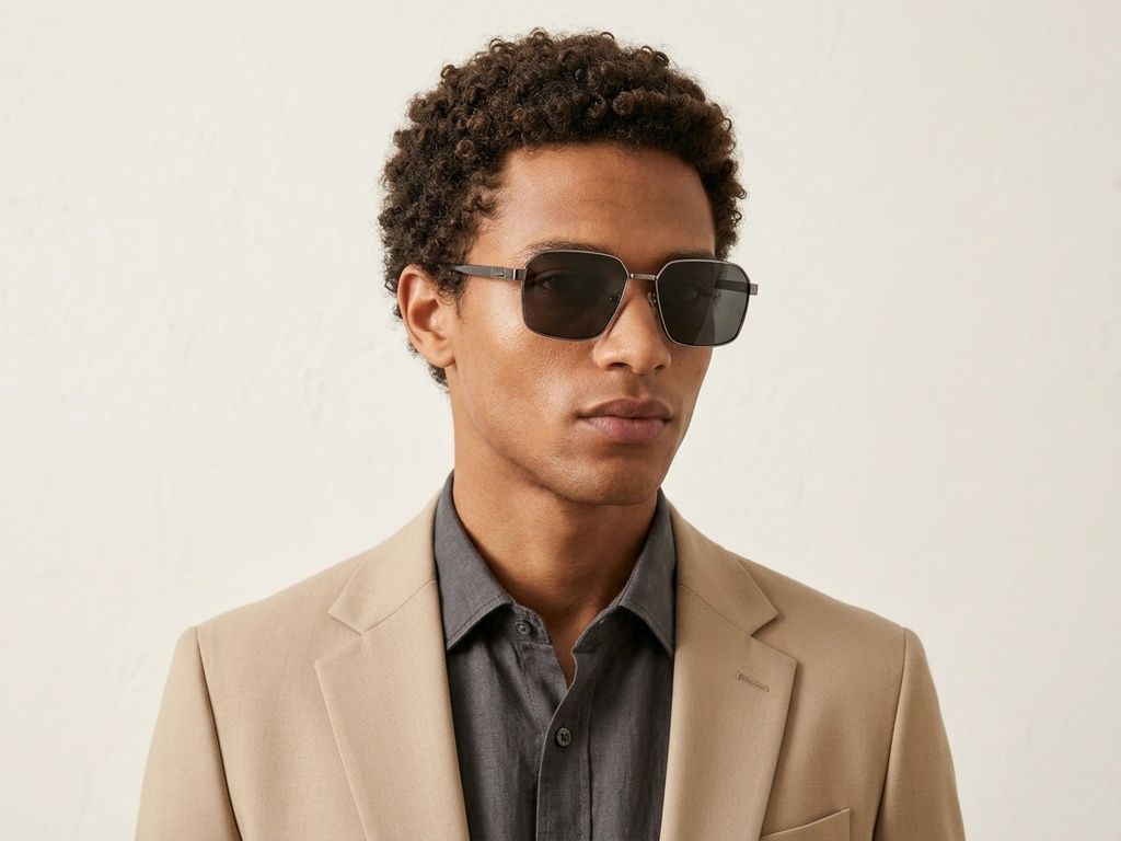 Lunettes de soleil géométriques en métal gris #BS0824-0272