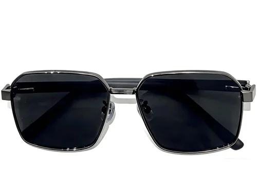 Lunettes de soleil géométriques en métal gris #BS0824-0272