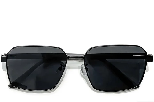 Lunettes de soleil géométriques en métal noir #BS0824-0273