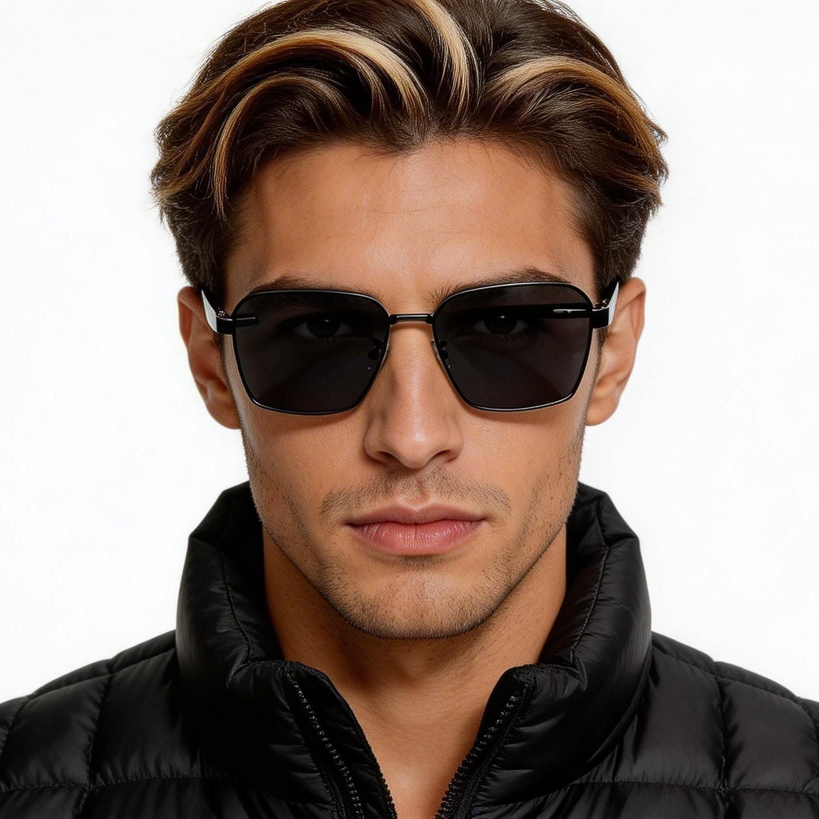 Geometric Black Metal Sunglasses #BS0824-0273