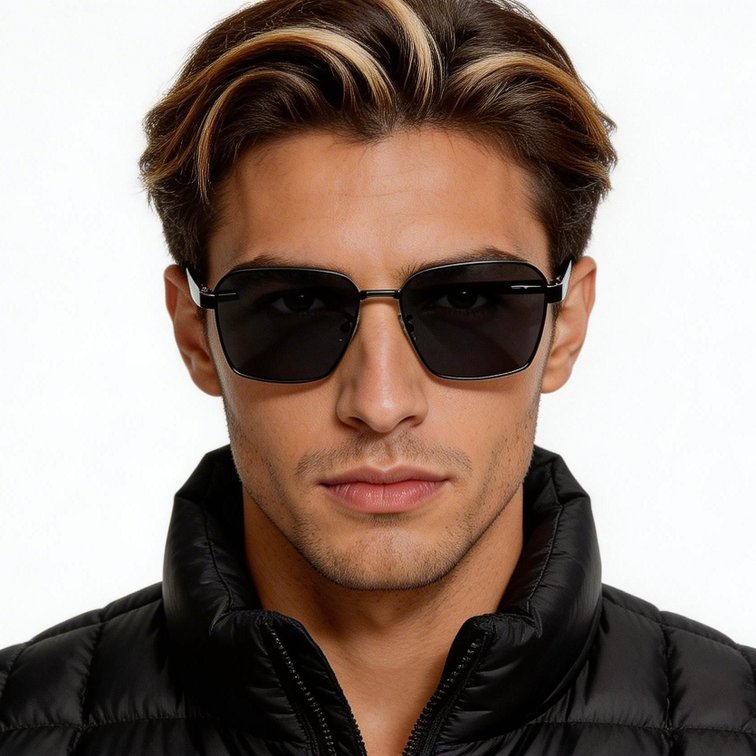 Gafas de sol geométricas de metal negro #BS0824-0273