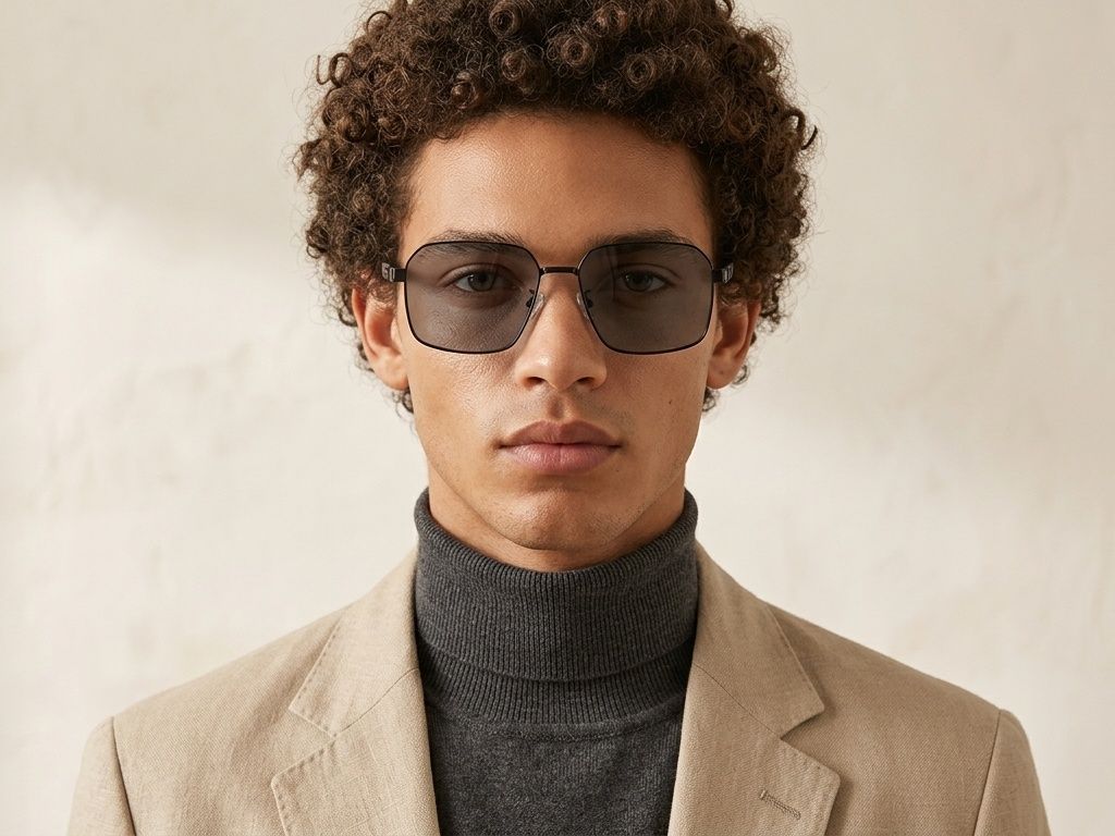 Geometric Black Metal Sunglasses #BS0824-0274