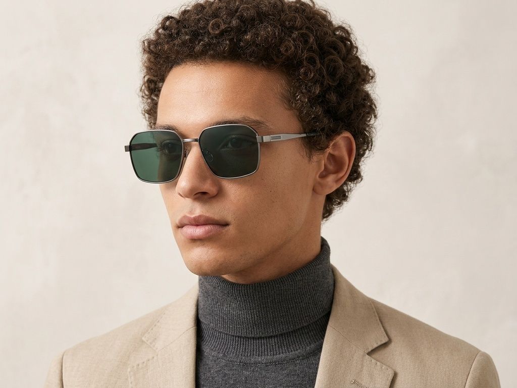 Geometric Grey Metal Sunglasses #BS0824-0276