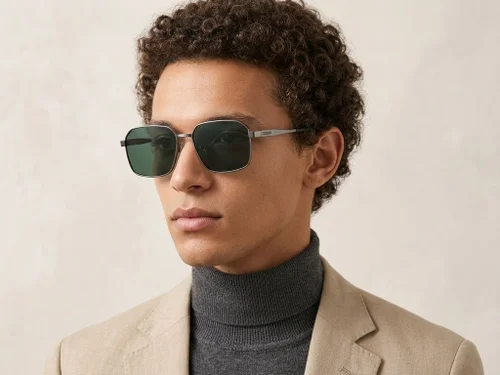 Lunettes de soleil géométriques en métal gris #BS0824-0276