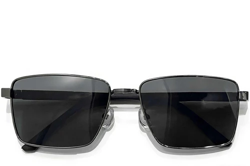 Gafas de sol rectangulares de metal gris #BS0824-0277