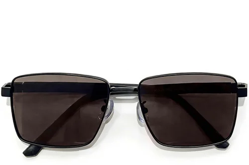 Lunettes de soleil rectangulaires en métal noir #BS0824-0279