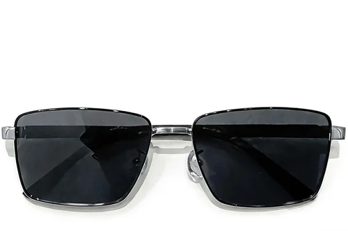 Lunettes de soleil rectangulaires en métal noir #BS0824-0280