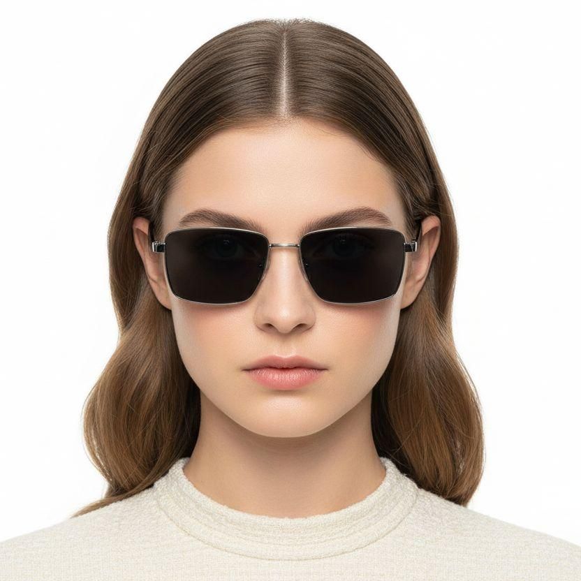 Rectangular Black Metal Sunglasses #BS0824-0280