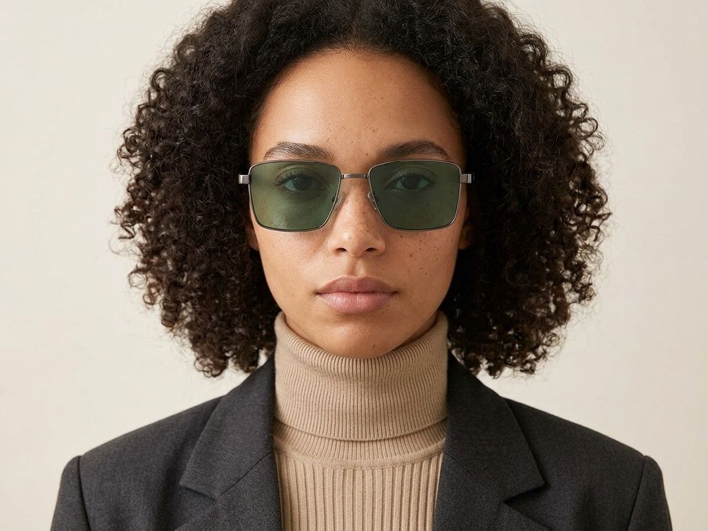 Gafas de sol rectangulares de metal gris #BS0824-0281