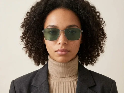 Lunettes de soleil rectangulaires en métal gris #BS0824-0281