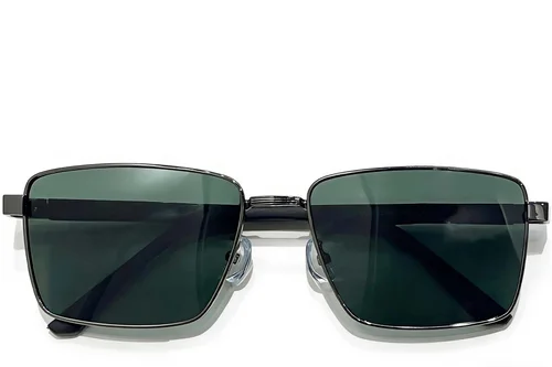 Lunettes de soleil rectangulaires en métal gris #BS0824-0281