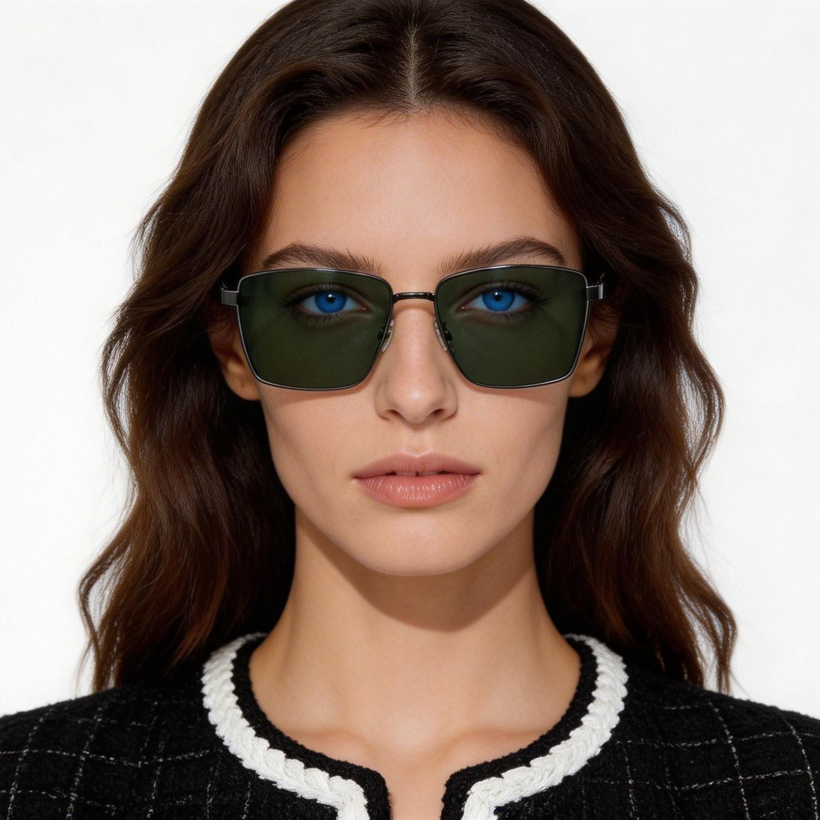 Rectangular Grey Metal Sunglasses #BS0824-0281