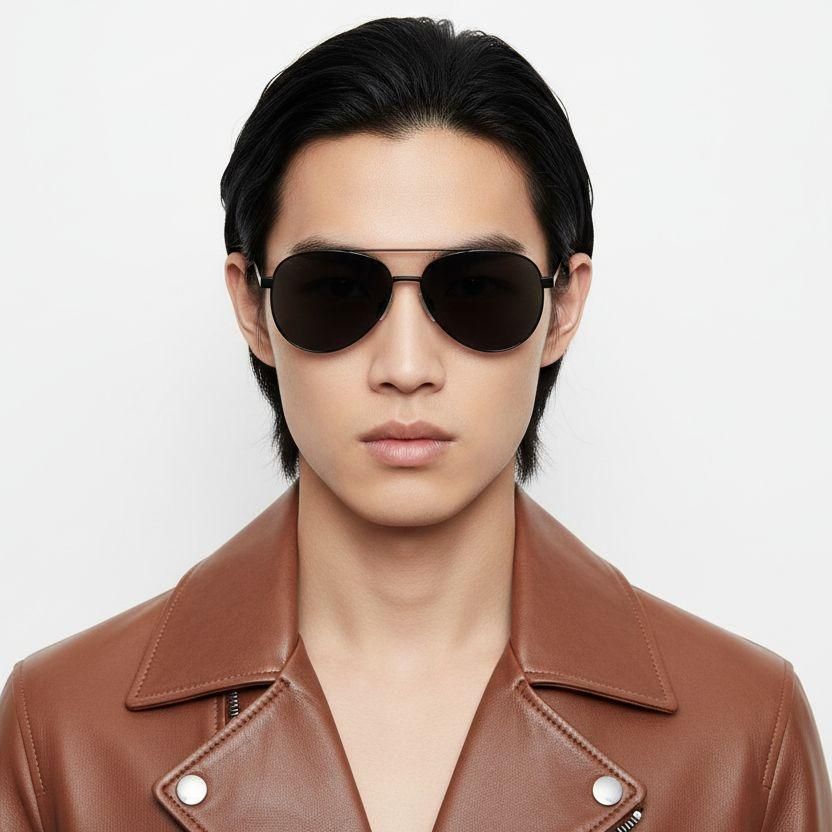 Gafas de sol de aviador de metal negro #BS0824-0283