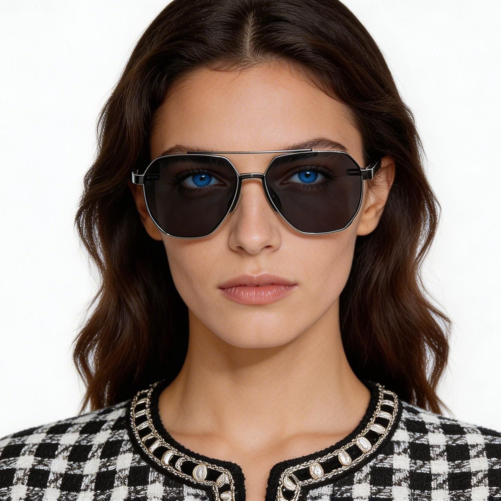 Lunettes de soleil aviateur en métal gris #BS0824-0287