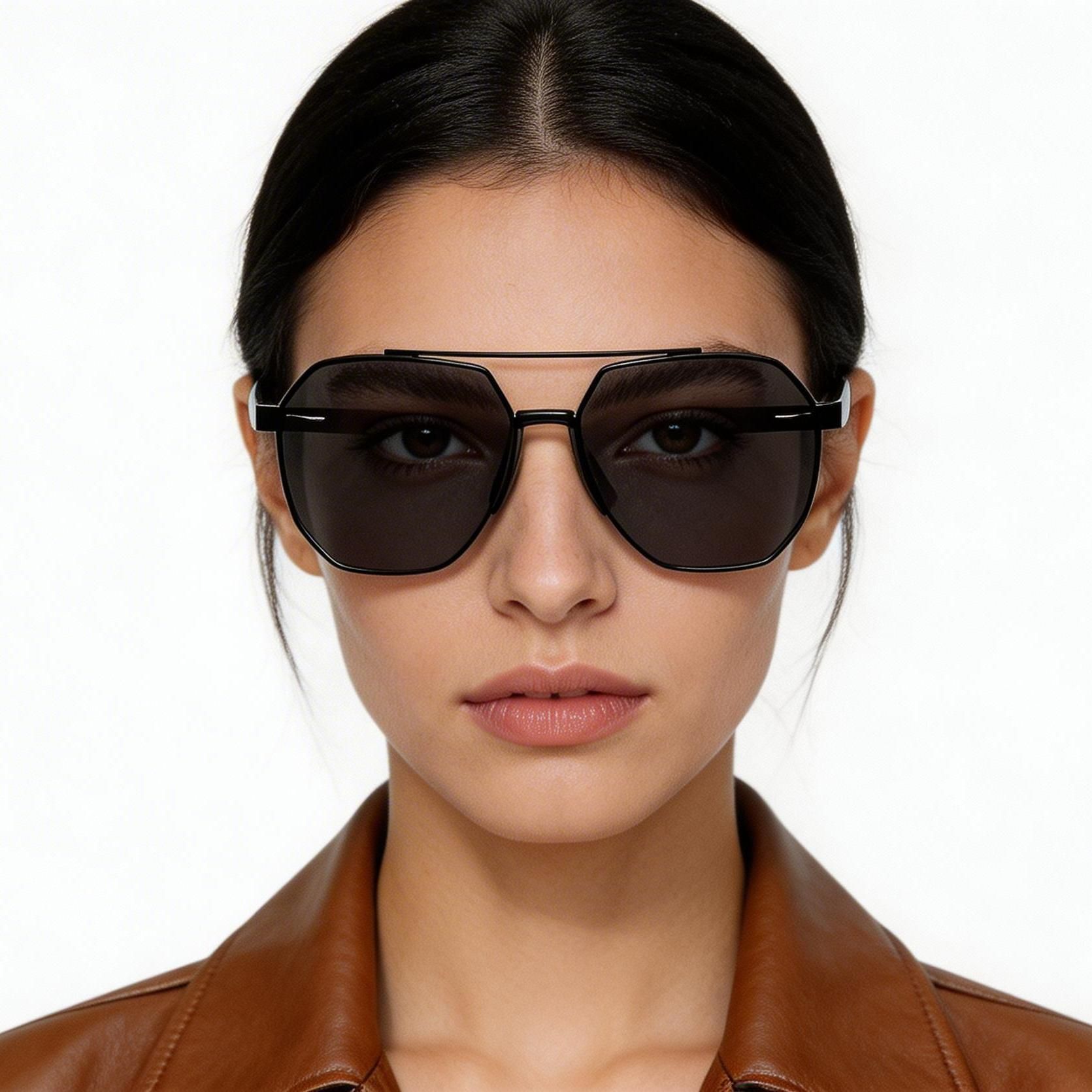 Gafas de sol de aviador de metal negro #BS0824-0288