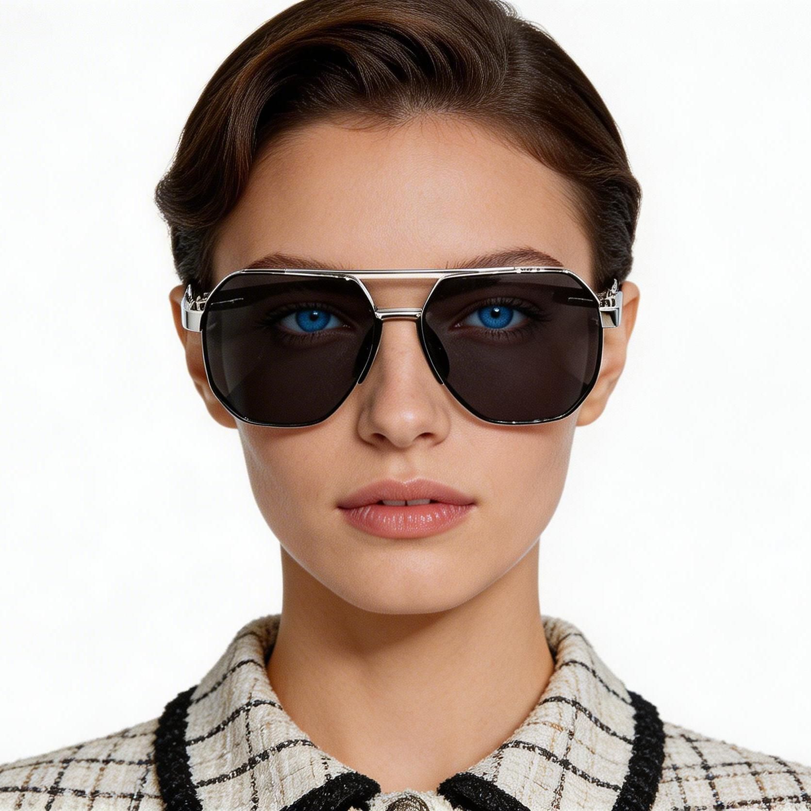 Aviator Black Metal Sunglasses #BS0824-0290