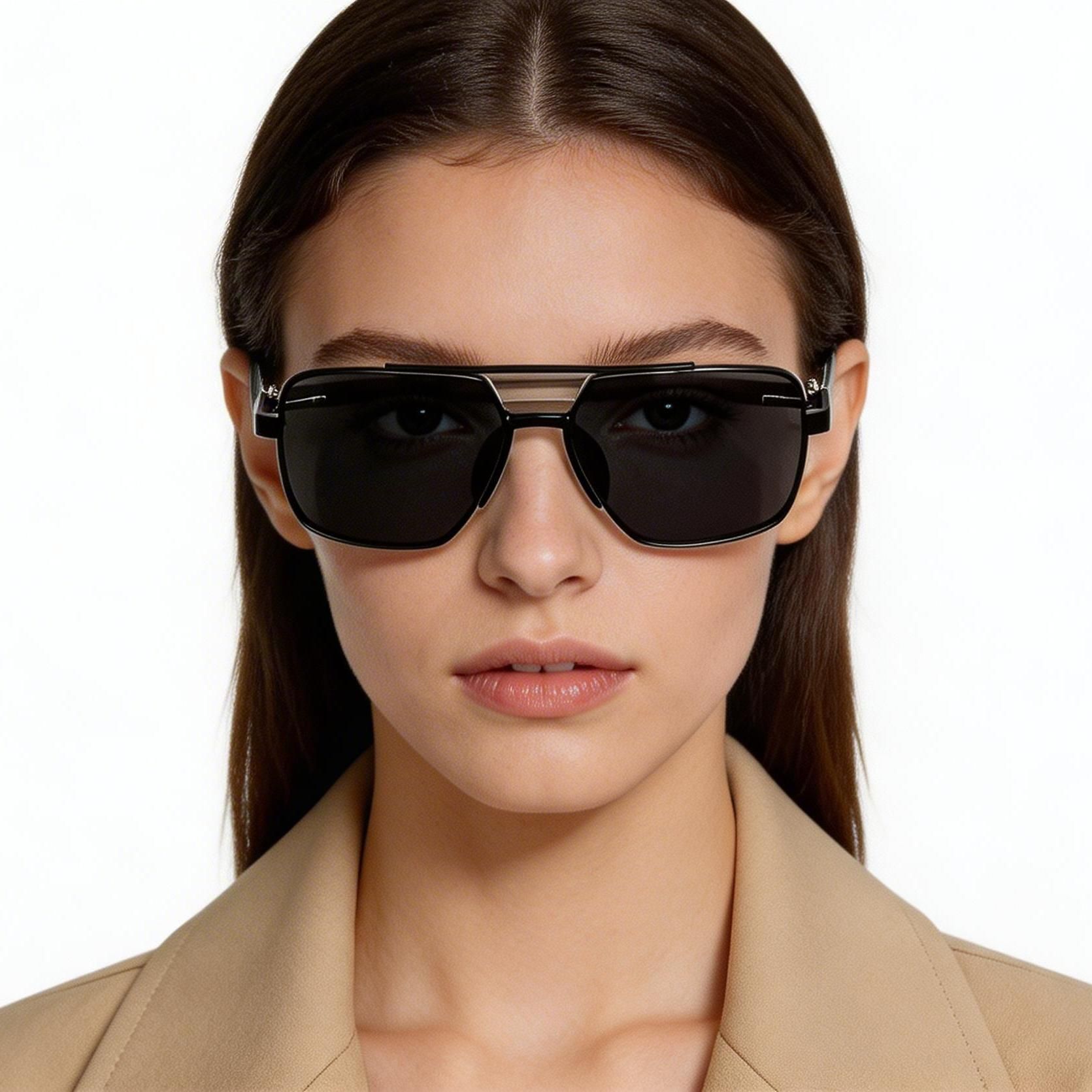 Aviator zonnebril van zwart metaal #BS0824-0293