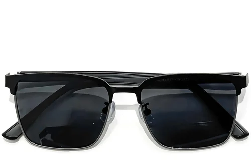 Lunettes de soleil semi-cerclées en métal gris #BS0824-0297
