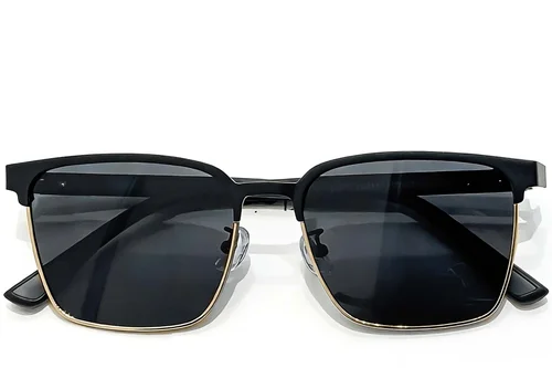 Lunettes de soleil semi-cerclées en métal doré #BS0824-0299