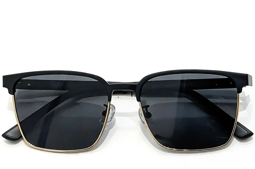 Semi-rimless Golden Metal Sunglasses #BS0824-0299
