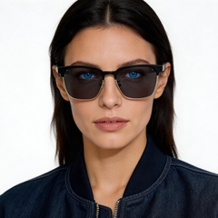 Halbrandlose Sonnenbrille aus goldenem Metall #BS0824-0299