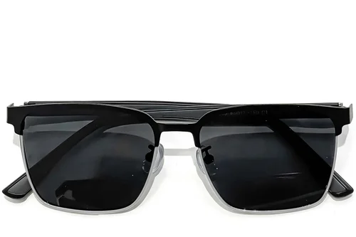 Lunettes de soleil semi-cerclées en métal argenté #BS0824-0300