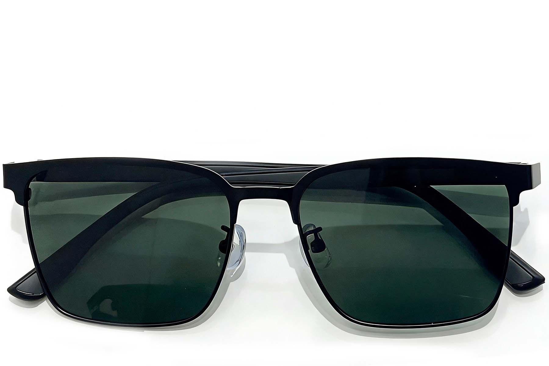 Semi-rimless Black Metal Sunglasses #BS0824-0301