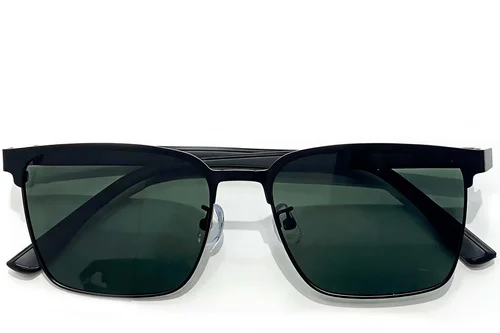 Lunettes de soleil semi-cerclées en métal noir #BS0824-0301