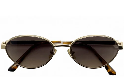 Lunettes de soleil ovales en métal doré #BS0824-0308