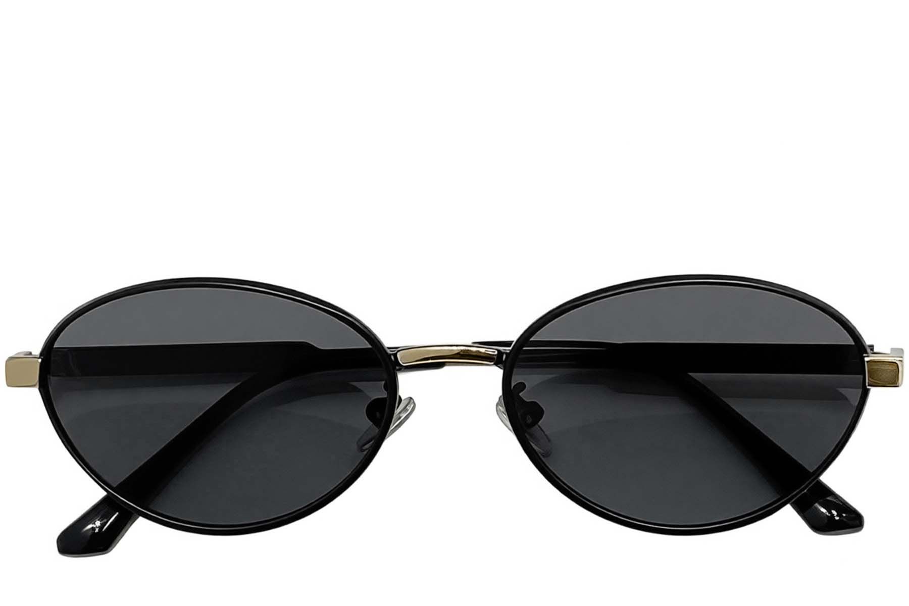 Oval Black Metal Sunglasses #BS0824-0309