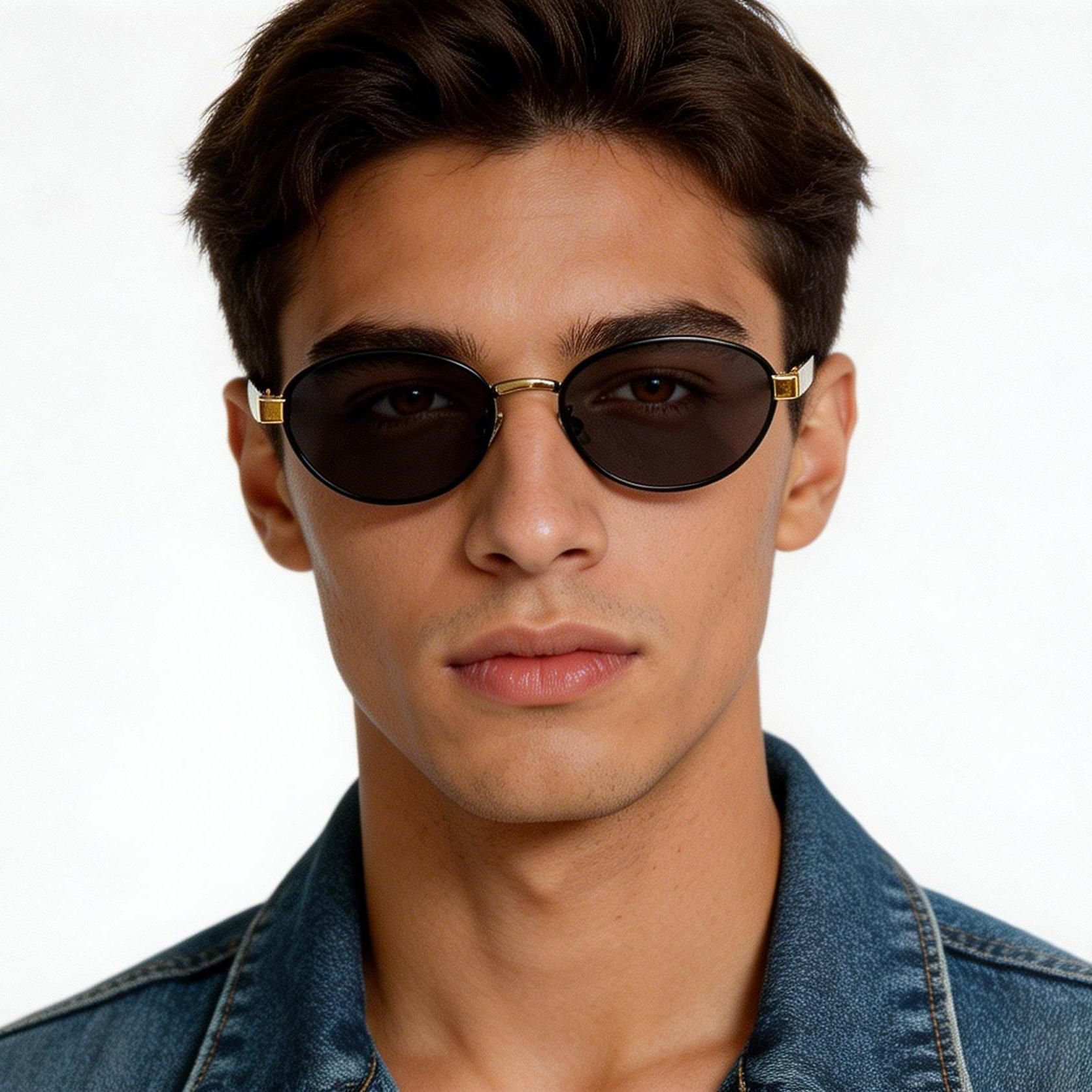 Ovale zwarte metalen zonnebril #BS0824-0309