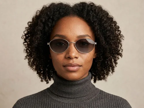 Lunettes de soleil ovales en métal argenté #BS0824-0310