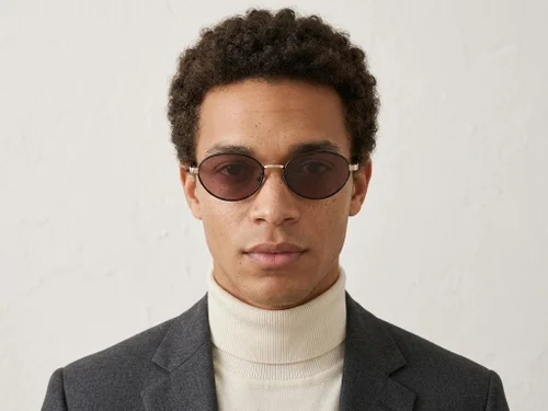Lunettes de soleil ovales en métal noir #BS0824-0311