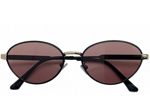 Lunettes de soleil ovales en métal noir #BS0824-0311