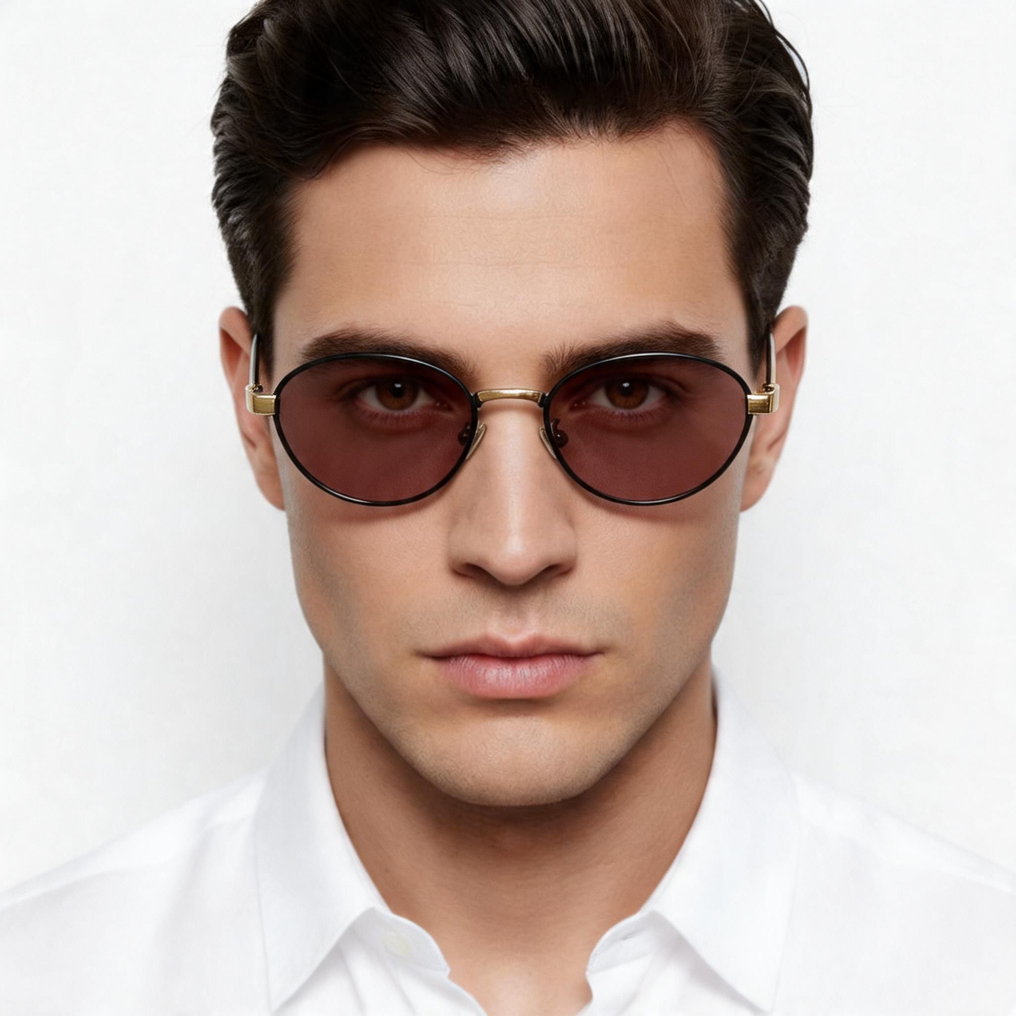 Oval Black Metal Sunglasses #BS0824-0311