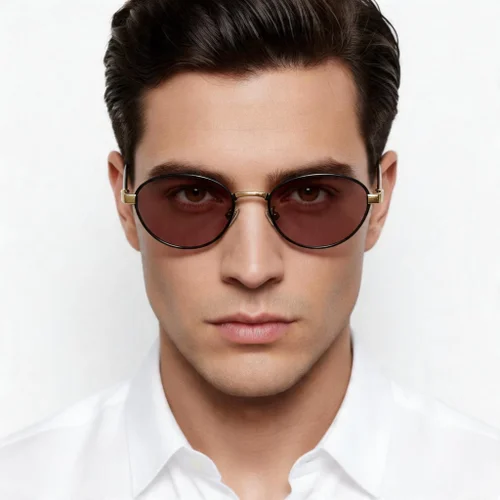 Lunettes de soleil ovales en métal noir #BS0824-0311