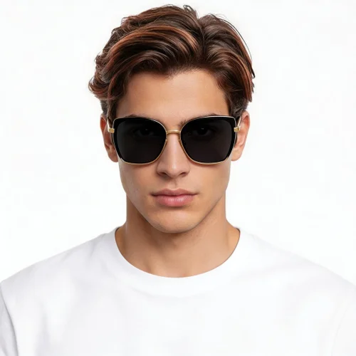 Lunettes de soleil rectangulaires noires TR90 #BS0824-0312
