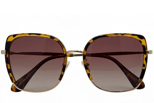 Lunettes de soleil rectangulaires écaille de tortue TR90 #BS0824-0313