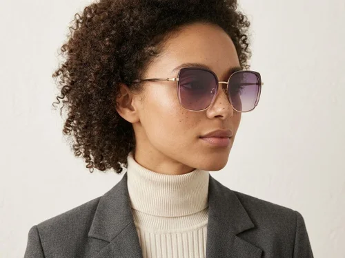 Lunettes de soleil rectangulaires violettes TR90 #BS0824-0316