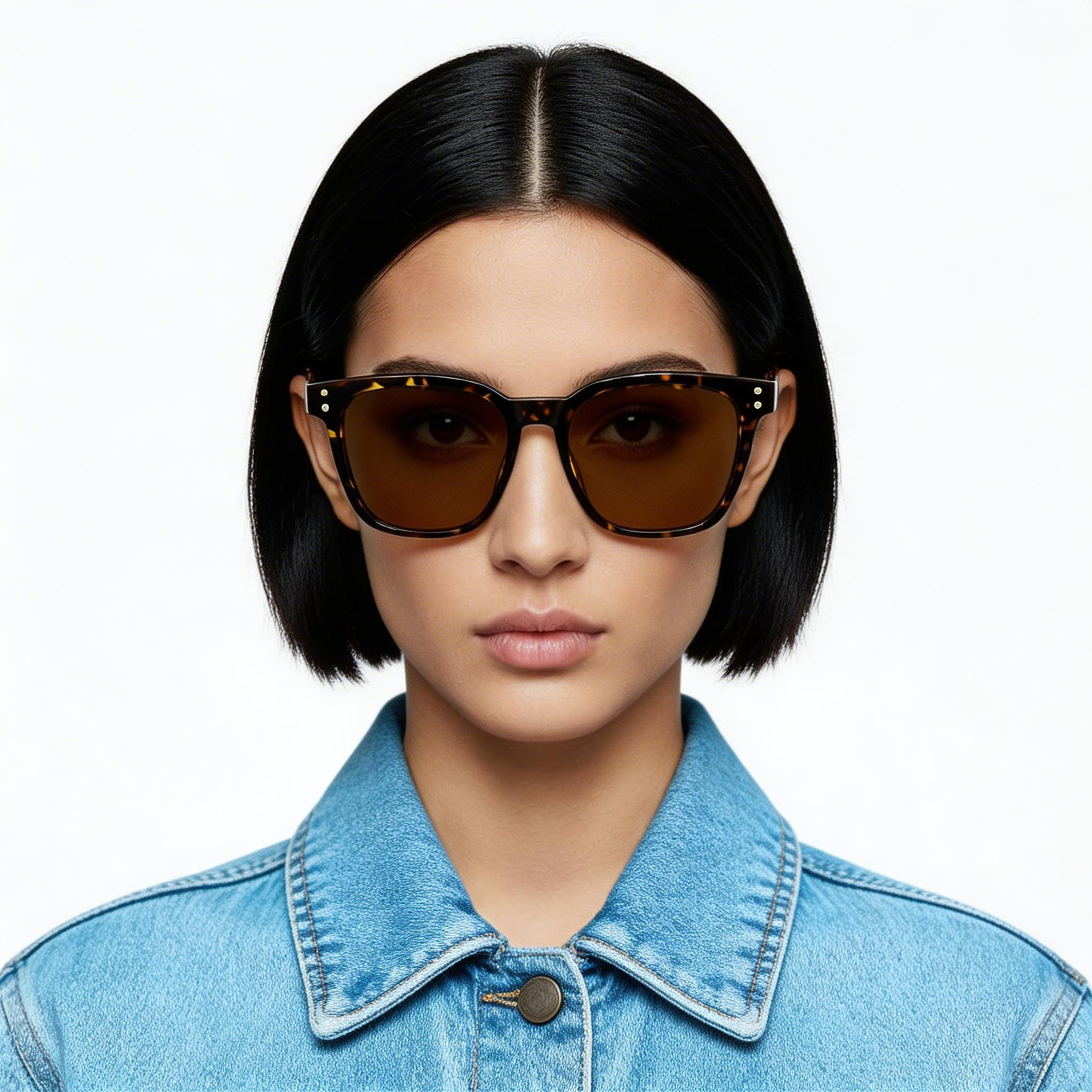 Rectangular Tortoiseshell TR90 Sunglasses #BS0824-0318